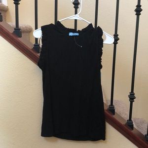 CeCe black ruffled sleeveless tank